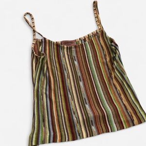 SOLD !! Missoni Striped Knit Spaghetti Strap Cami in Olive, Brown, Red & Blue